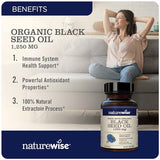 NatureWise Black Seed Oil Capsules 1250 mg - with 100% Organic Cold Pressed Nigella Sativa - Omega 3 6 9 - Antioxidant Immune Support, Hair & Skin - Non-GMO, Gluten-Free - 60 Softgels[1-Month Supply]