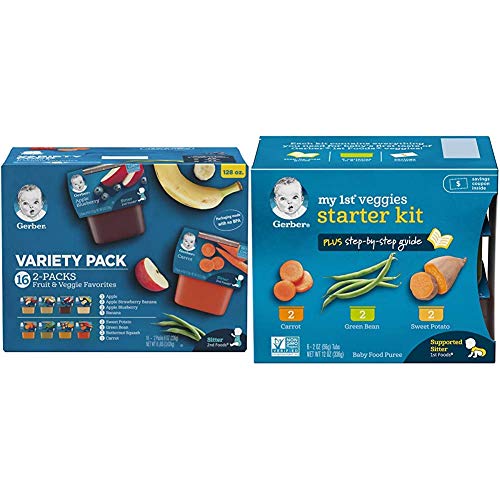 Gerber Purees Veggie, Fruit & My 1st Veggies Variety Bundle (16 Count)