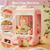 Mini Claw Machine for Kids, USB Claw Machine Arcade Game with Sound, Mini Plush Toys and Music, Christmas Party Birthday Toys Gifts for Kids, Girls, Boys (Pink Rabbit)