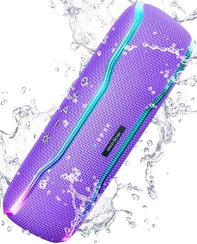 ERKEISEHN Bluetooth Speaker, IPX7 Waterproof Wireless Speakers with Colorful Flashing Lights, 25W Stereo Sound with 24H Playtime, 100ft Bluetooth Range, Home Outdoor Party, TWS Pairing for Teen Gifts