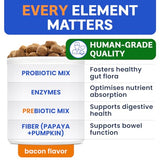 Bark&Spark Vet Strength Dog Probiotics Chews & Digestive Enzymes for Allergies Itchy Skin - Dogs Digestive Health - Gas, Diarrhea, Constipation Relief Pills - Prebiotics for Dogs Gut Health (120 Ct)