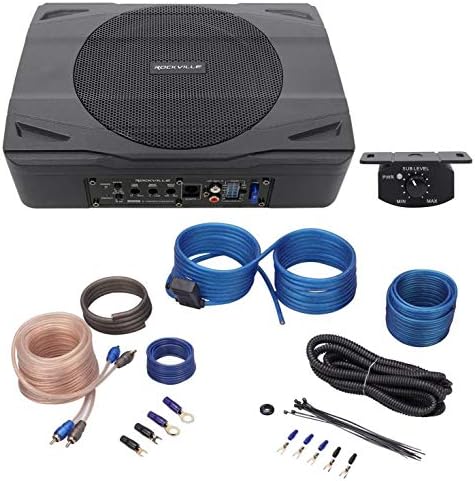 Rockville SS8P 400 Watt Slim Under-Seat Powered Car/Truck Subwoofer Sub+Amp Kit Black