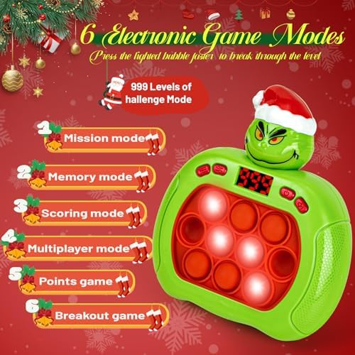 Christmas Pop Light Up Game Fidget Toy,Christmas Sensory Pop Toys for Girls Boys Kids Toddler Adult,Christmas Stocking Stuffers Party Favors Gifts,Christmas Goodie Bag