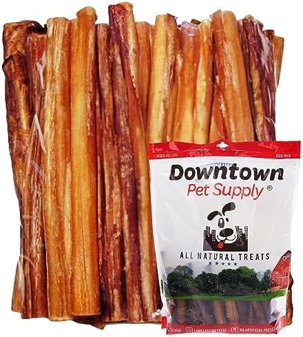 Downtown Pet Supply 6-inch Bully Sticks for Dogs, Pack of 18 - Single Ingredient, Nutrient-Rich and Odor Free Bully Sticks for Dogs - Rawhide Free Dog Chews Long Lasting and Non-Splintering