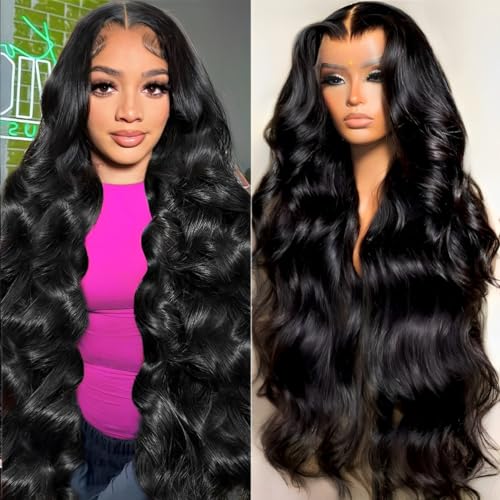 24 Inch 13x6 Lace Front Wigs Human Hair 200 Density Body Wave HD Lace Front Wigs Human Hair Pre Plucked Natural Color Glueless Wig 100% Virgin Human Hair Lace Front Wigs for Women