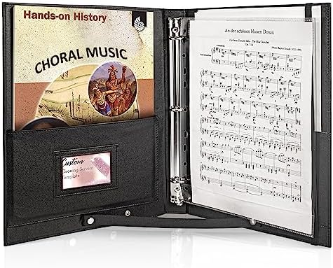 tutata Choral Music Holder, Sheet Music Folder with Handle and Strap, Sheet Music Binder, for Choir Singer, Stage Performance, Black