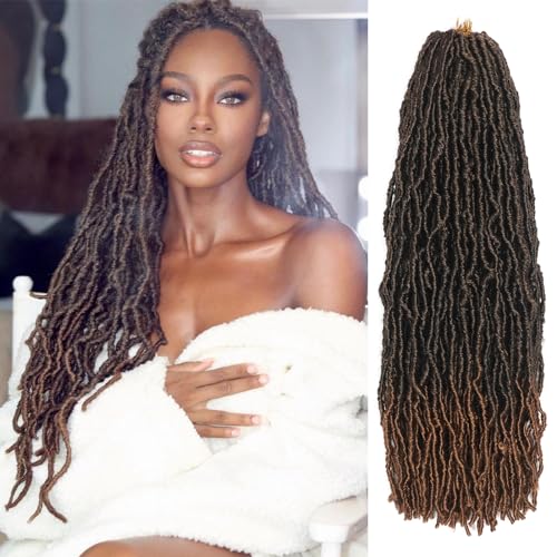 26 Inch Faux Locs Crochet Hair 7 Packs Soft Locs Crochet Hair Pre Looped Locs Hair Braids Goddess Locs Hair Ombre Brown Distressed New Locs for Women T30