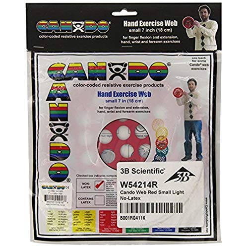 CanDo Hand Exercise Webs for Physical Therapy, Grip Strengthening, and Hand, Finger, Wrist Resistance Workouts, Portable Size, Latex Free, 14" Diameter, Red: Light