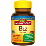 Vitamin B12 500 mcg Tablets, 200 Count for Metabolic Health