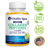 Vitality Span Collagen Gummies with Biotin (2500mcg), Vitamins C, E, Zinc | Beautiful Skin, Hair Growth, Strong Nails, Healthy Joints | Low Sugar, Lemon Flavor | 60 Collagen Gummy Vitamins