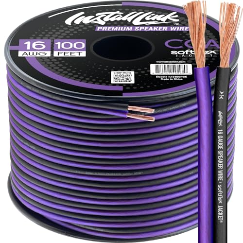 16 AWG Gauge Speaker Wire Cable Stereo, Car or Home Theater, CCA (100 Feet) by Install Link