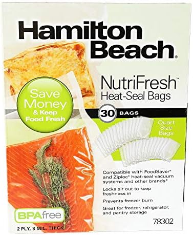 Hamilton Beach NutriFresh Heat Vacuum Sealer, 30 Quart Bags (78302)