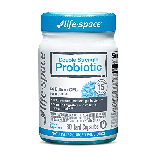 Life-Space Double Strength Broad Spectrum Probiotic Supplement for Adults, 64 Billion CFU and 15 Strains, 8 Billion CFU Lactobacillus Rhamnosus(LGG) to Support Digestive and Immune Health -30 Capsules