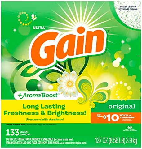 Gain Powder Laundry Detergent for Regular and HE Washers, Original Scent, 137 ounces 120 loads