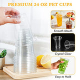 Vplus 140 Pack 24 OZ Clear Plastic Cups With Lids, Crystal PET Clear Cups, 24 OZ Cold Disposable Drinking Plastic Cups With Flat Lids, Perfect for Ice Coffee, Smoothie, Juice