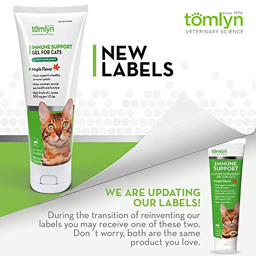 Tomlyn Immune Support Daily L-Lysine Supplement, Maple-Flavored Lysine Gel for Cats and Kittens, 3.5oz