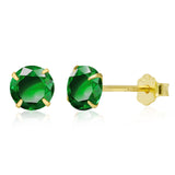 Tiny Emerald Earrings Green Earrings with 18K Gold Plated Sterling Silver Stud, Hypoallergenic Handmade Stud Earrings for Women Gift for Christmas New Year-5mm