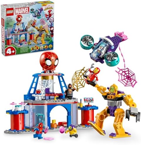 LEGO Marvel Team Spidey Web Spinner Headquarters, Marvel Toy for Fans of Disney+ Spidey and His Amazing Friends, Battle Vehicle for Kids with Iron Man Toy, Spider-Man Toy for 4-6 Year Olds, 10794
