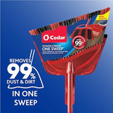 O-Cedar One Sweep Broom with Step-On Dustpan | Remove 99% with One Sweep | Lightweight Quiet Cleaning Tool | Ideal for Pet Owners