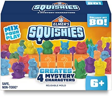 Elmer's Squishies Kids’ DIY Activity Kit, Create 4 Mystery Characters, 24 Piece Kit for Ages 6 and Up, Perfect for Stress Relief and Sensory Play