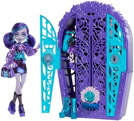 Monster High Skulltimate Secrets Doll & Accessories Set, Garden Mysteries Twyla with Reveal Closet & 19+ Tea Party Surprises Like Clothes