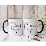 CATABUBU Gift for New Parents, Est 2024 Mom Dad Mugs Set 11oz, New Parents Pregnancy Announcement, First Time Mom Dad to Be Gifts, Promoted to Be Mom Dad Mug, Birthday Christmas Day Gifts for Mom Dad