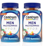 Centrum MultiGummies for Men, Gummy Multivitamin, Multivitamin/Multimineral Supplement with Selenium, Antioxidants and Vitamin D3, Assorted Fruit Flavor 170 Gummies (Pack of 2)