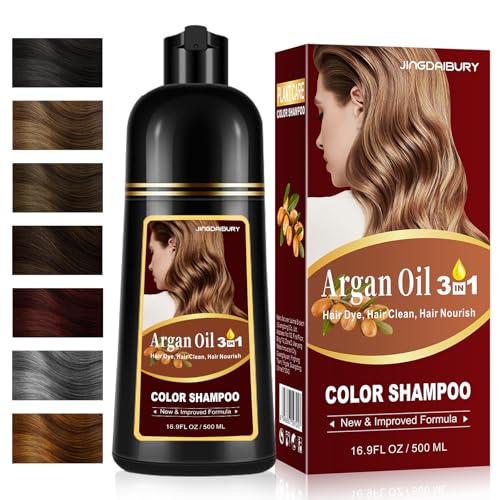 Wine Red Hair Dye Shampoo, 3 in 1 Argan Oil Hair Color Shampoo for Women & Men, Instant Red Shampoo Hair Dye for Gray Hair, Semi-Permanent Hair Color Lasts 4 Weeks, Salon-Quality, Easy to Use at Home