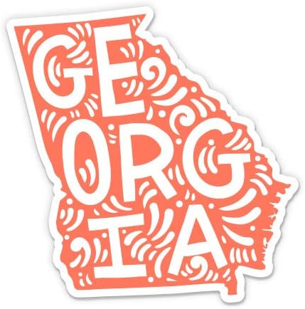 Georgia Shape Cute Letters Native Local - 8" Vinyl Sticker - for Car Laptop I-Pad - Waterproof Decal