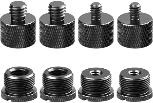 Mic Stand Adapter Set,8 Pcs Mic Thread Adapters-5/8 Female to 3/8 Male and 3/8 Female to 5/8 Male, 5/8 Female to 1/4 Male and 1/4 Female to 5/8 Male-Screw Adapter for Microphone Stand Mic Boom Arm