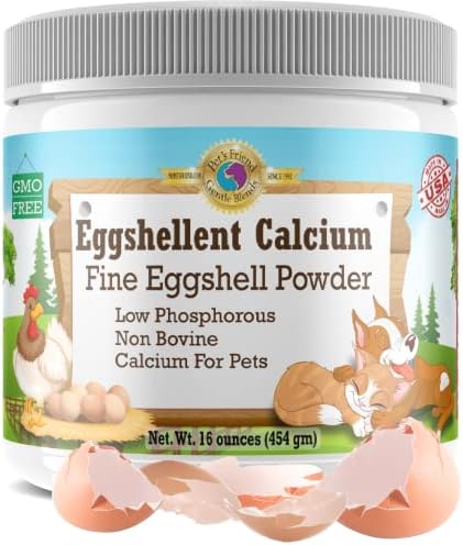 Calcium for Dogs and Cats - Fine Eggshell Powder - Strong Hip & Joint Supplement for Dogs and Cats- Dietary Supplement - No Additives - Pet's Friend Eggshellent Calcium 16oz
