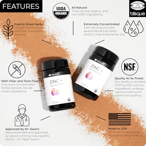 Blisque – Organic Zinc Supplement Sourced from Guava Leaf | for Immune Support, Defense and Boost | with Ashwagandha, Aloe Vera, Ginger, and Turmeric | Vegan | Powder | 60 Grams