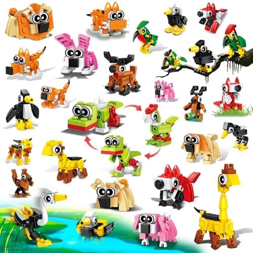 30 Pack Party Favors for Easter, 750 PCS Animals Building Block Toy Set for Goodie Bag Stuffers, Classroom Student Prizes Children's Day Birthday for Kids Boys Girls Ages 6-12+