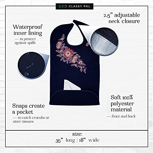 Women's Waterproof Adult Bib with Embroidered Design, Reusable, Washable (Mum Sash)