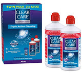 Clear Care Cleaning Solution with Lens Case, Twin Pack, 12 Fl Oz (Pack of 2)