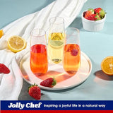 JOLLY CHEF 24 Pack Stemless Plastic Champagne Flutes 9 oz, Crystal Clear Stemless Plastic Toasting Glasses, Clear Disposable Unbreakable Drinkware Ideal for Wedding, Birthday, Party