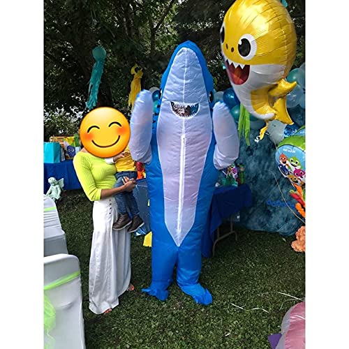 IHGYT Inflatable Shark Costume Air Blow up Jaws Jumpsuit Fancy Dress Funny Carcharias Suit for Cosplay Party Halloween Christmas Carnival, Adult Size(blue)