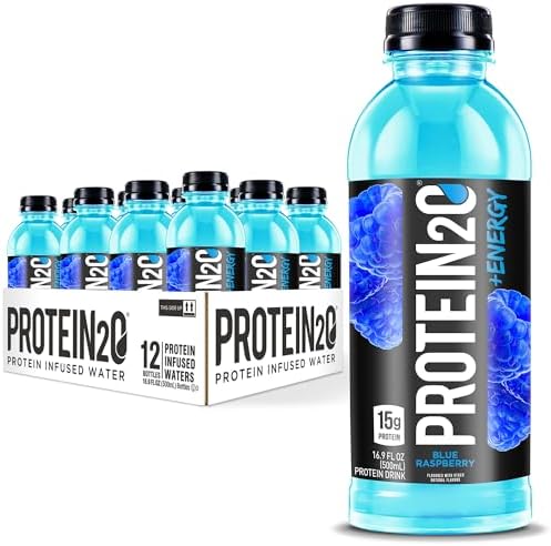 Protein2o 15g Whey Protein Infused Water Plus Energy, Blueberry Raspberry, 16.9 oz Bottle (Pack of 12)