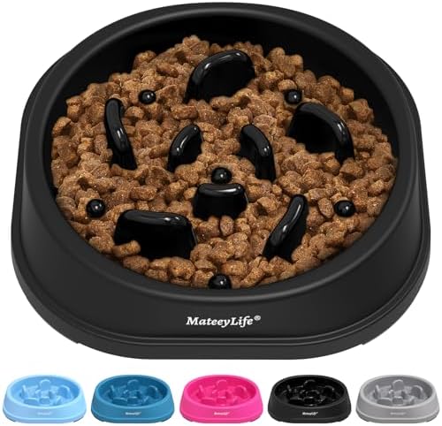 MateeyLife Small Slow Feeder Cat Bowls, Anti-Choking Puzzle Cat Food Bowls, Non Slip Interactive Dog Feeding Bowls Slow Down Eating, Bloat Stop Maze Cat Dishes Dog Feeder for Small Breeds 1 Cup Black