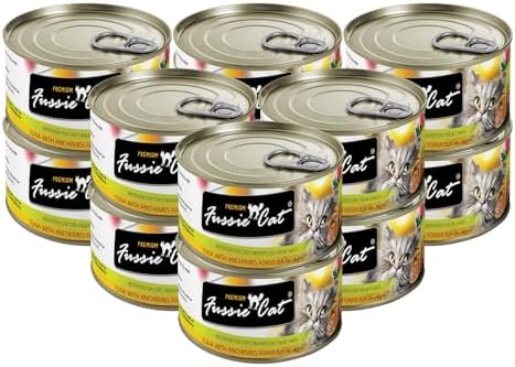 Fussie Cat Premium Tuna with Anchovies Wet Cat Food - 5.5oz Cans - Case of 24 Cans (Tuna with Anchovies)
