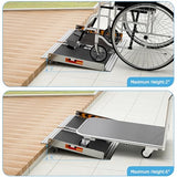 FACHNUO 2FT Portable Wheelchair Ramp Non-Skid Aluminum Handicap Ramps with Handle 29.2'' Wide 800LBS Capacity Wheel Chair Ramp Scooter Ramps for Home, Steps, Stairs, Entry, Threshold, Doorways