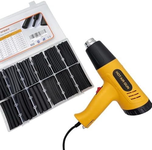 355pcs Heat Shrink Tubing Kit with 1000W Heat Gun - 3:1 Shrink- Electrical Waterproof Industrial Heat Shrink Tubing Terminals- Marine Grade Wire Connector Shrink Wrap Tube - 3.15" Length