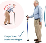 walking cane for men and walking canes for women special balancing - cane walking stick have 10 Adjustable Heights - self standing folding cane, portable collapsible cane, Comfortable (Blue)