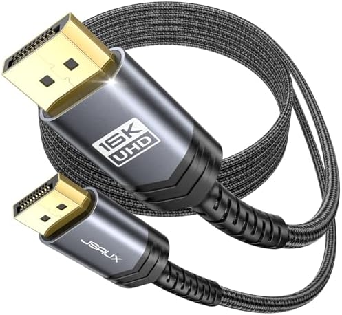 JSAUX Displayport Cable 10ft 2.1, DP 2.1 Cable Support 16K@60Hz, 8K@120Hz, 4K@240Hz 80Gbps, Backward Compatible with DP1.4/DP1.2, Display Port 2.1 Cable Compatible with Monitor, Laptop, Graphics
