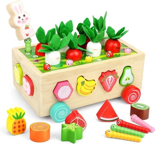 Toddler Wooden Montessori Toys: Easter Toys Basket Stuffers for Toddlers 1-3 - Educational Toys for 1 2 3 Year Old Boy Girl Birthday Gift Ideas