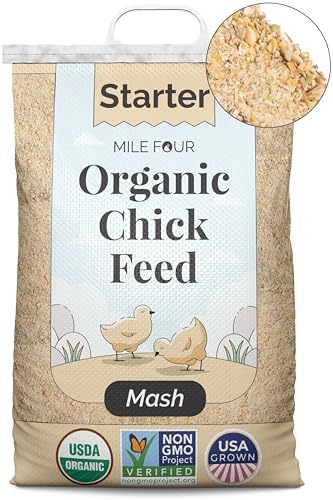 Organic Chicken Feed – Starter Chick Mash, Non-GMO, USA Grown, 21% Protein, Corn-Free, Soy-Free, Non-Medicated Chick Feed, 46 lbs
