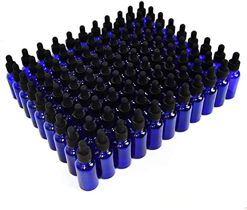 June Fox Glass Dropper Bottle,99 Pack 1oz Blue Glass Bottles with Glass Droppers and Black Cap for Essential Oils, Lab Chemicals, Perfumes