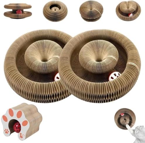 Kitten Curl Toy,Magic Organ Cat Toy,Kitten Kurls Cat Toys,Magic Organ Cats Scratcher Board,Foldable Recyclable Accordion Toys with Ball for Indoor Cats(2pcs)