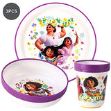 Encanto 3pcs Reusable Bicolor Premium Kids Dinner Tableware Set Plate, Bowl & Tumbler, BPA Free