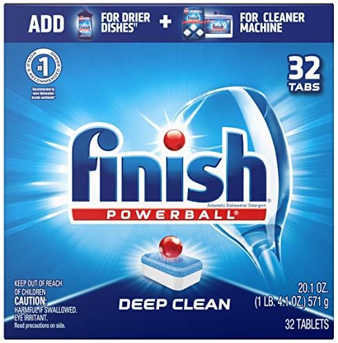 Finish - All in 1-32ct - Dishwasher Detergent - Powerball -Individually Wrapped Dishwashing Tablets - Dish Tabs